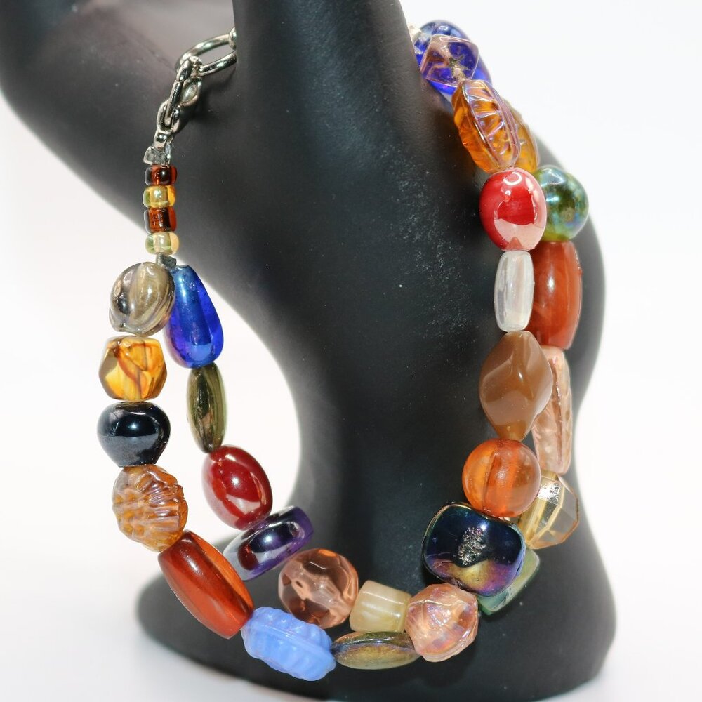 2 Strand Multi Color Glass Beads Bracelet